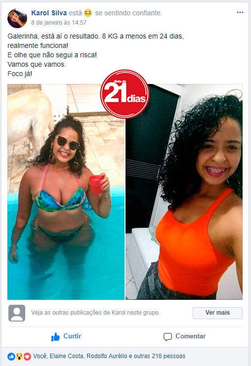 Dieta de 21 dias: resultado da Karol